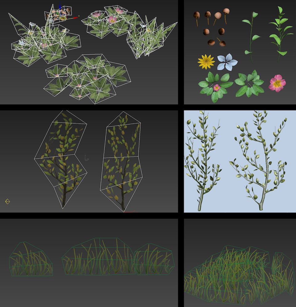 Wireframe of some plants