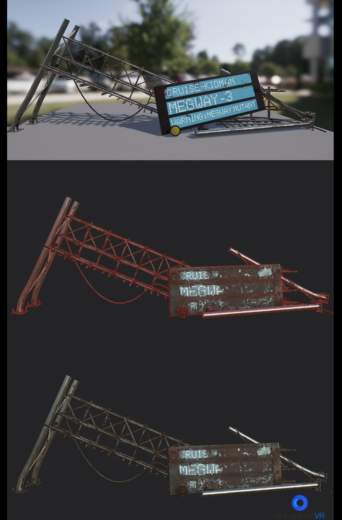 Broken highway frame
