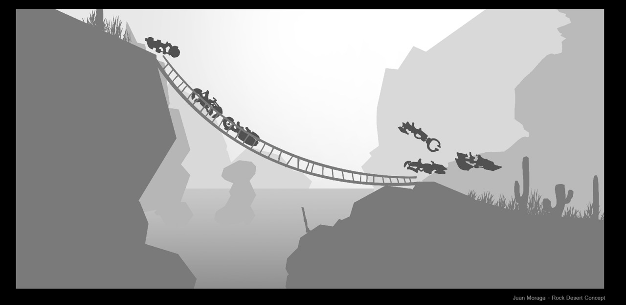 Cars going through bridge